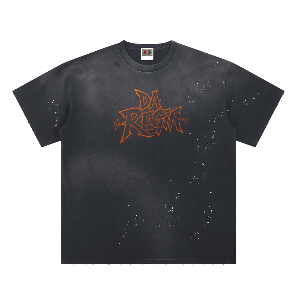 Da regin  Hand-Frayed Sunfade Paint Splatter T-Shirt