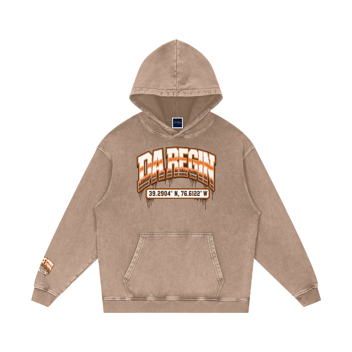 daregin Snow Washed Loose Cotton Hoodie