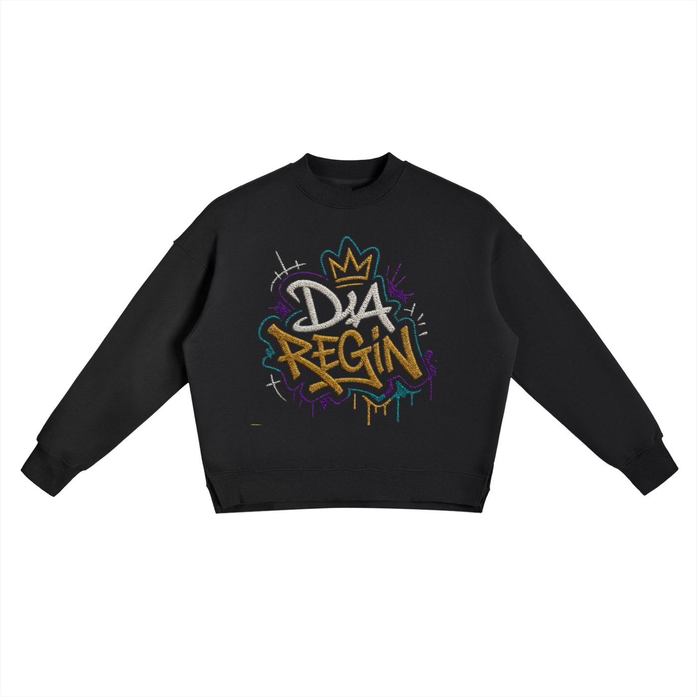 Da regin Fleece Side Slit Crewneck Sweatshirt