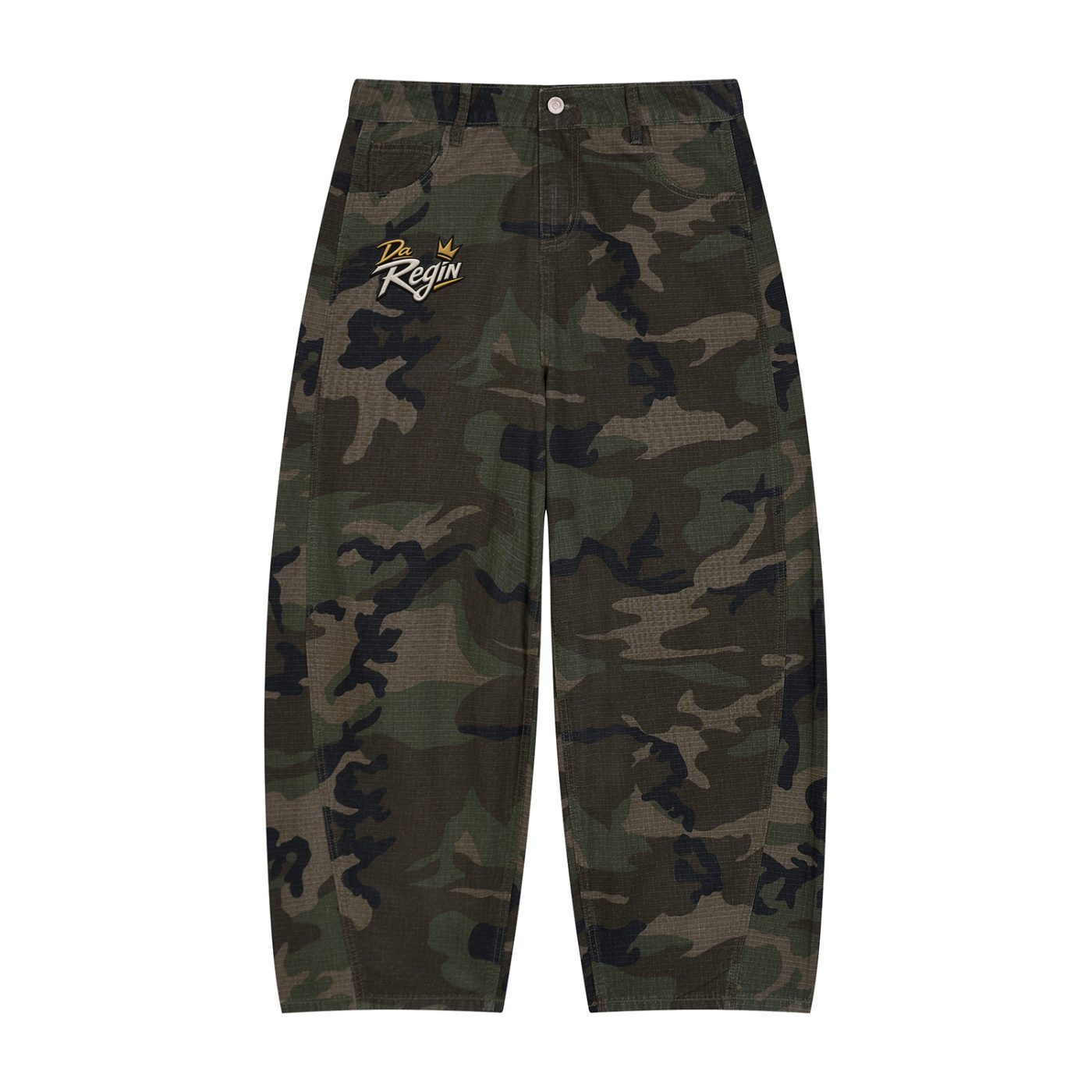 Da regin  Men’s Camo Barrel Leg Cargo Pants