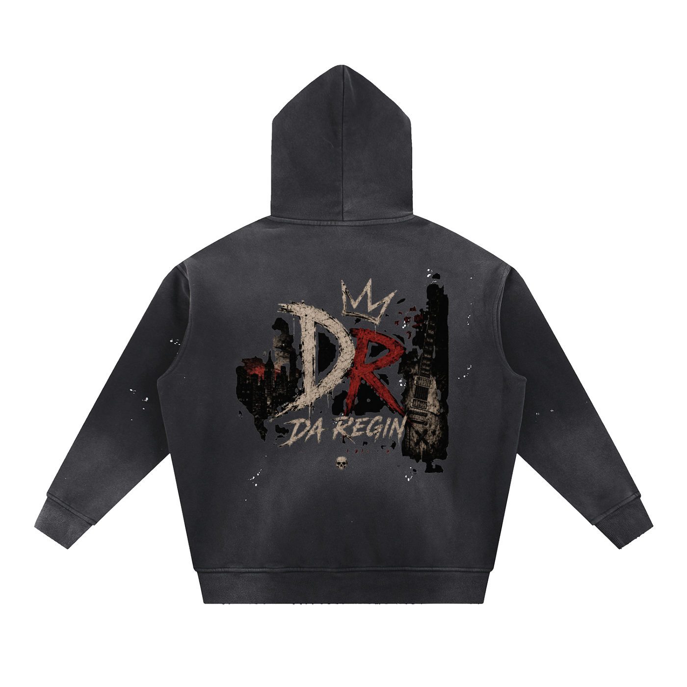 Da regin Vintage Washed Frayed Fleece Hoodie