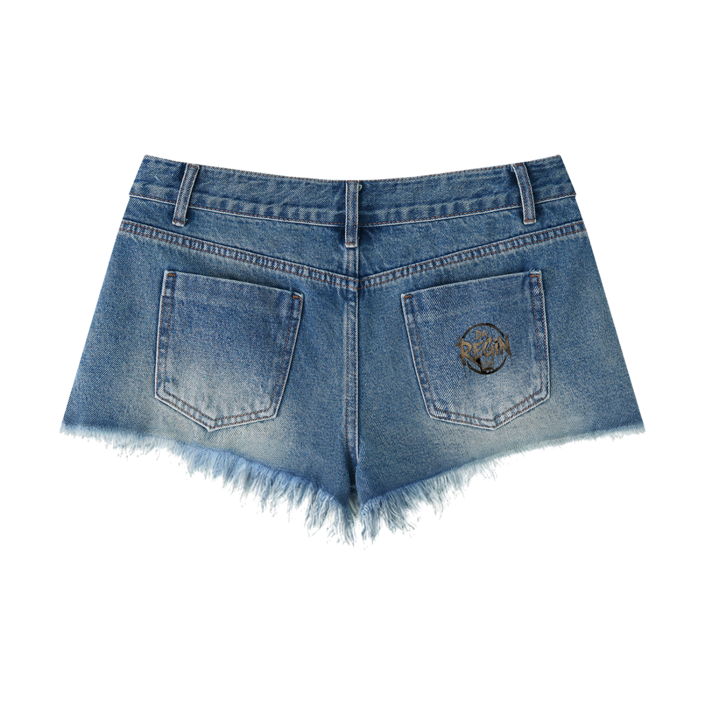 Da regin Women's Vintage Wash Raw Hem Denim Shorts