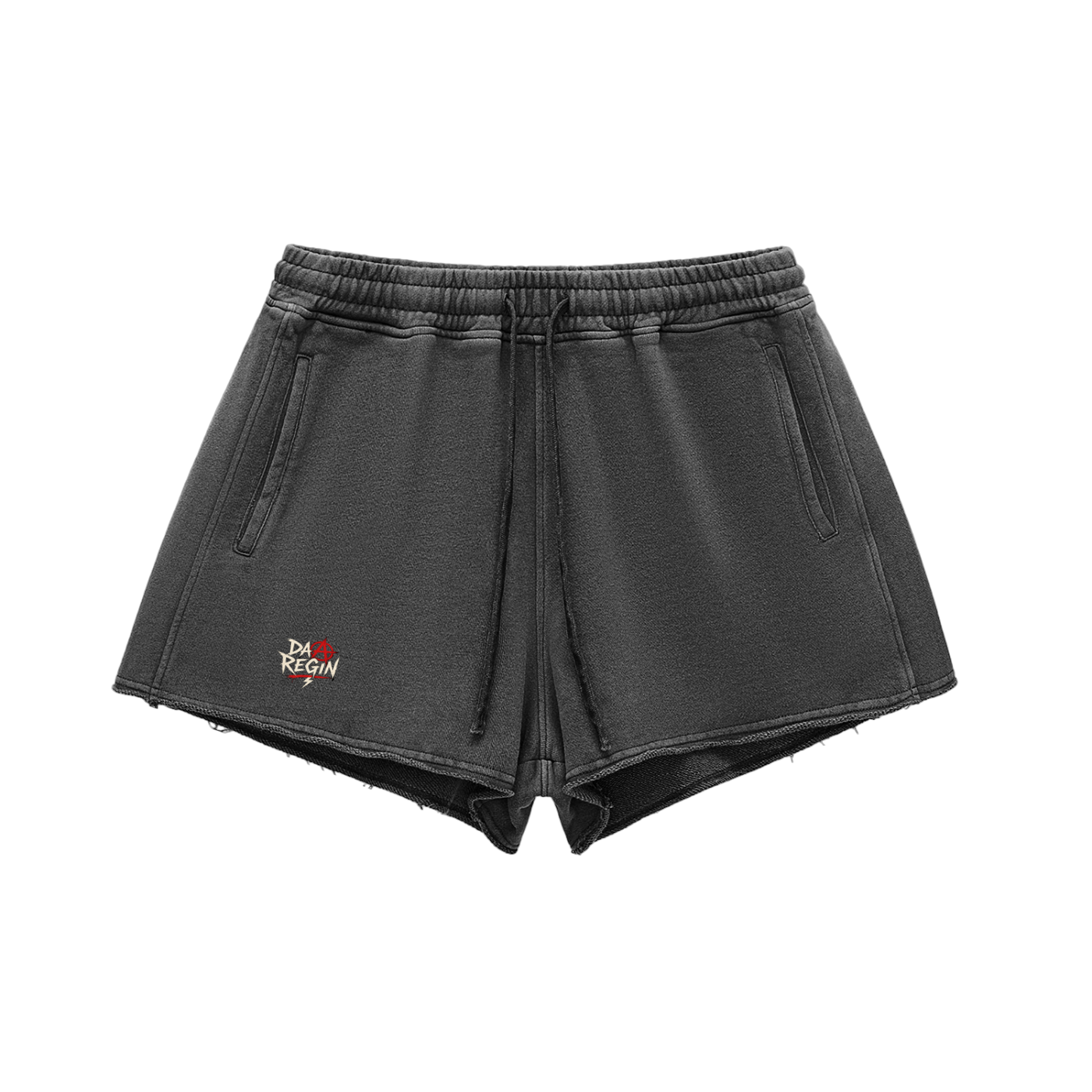Womans da regin  Snow Washed Raw Edge Drawstring Shorts
