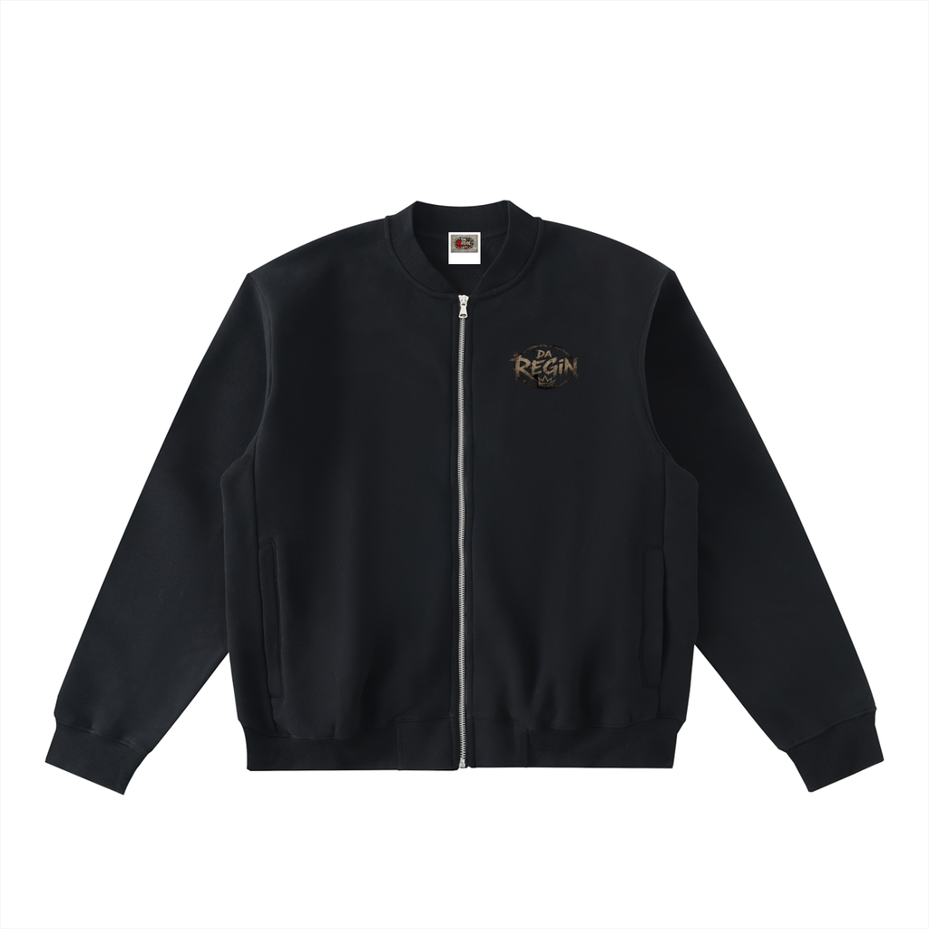 Da regin Essential Zip-Up Fleeced Varsity Jacket